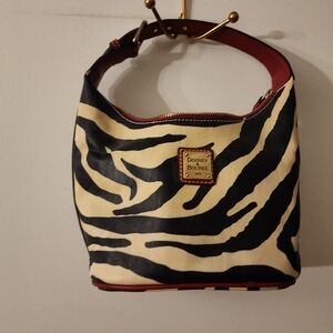 Dooney & Bourke Cream and Black Zebra Print Satchel